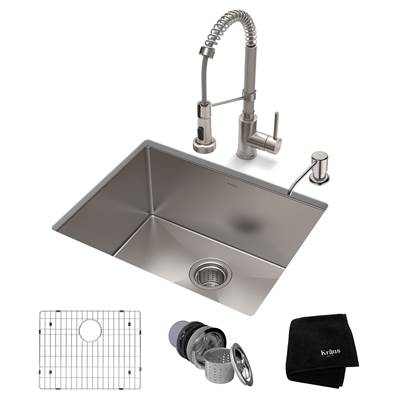 Kraus Standart PRO® Bolden® 23-inch Undermount Kitchen Sink and Stainless Steel Faucet Combo - 16 Gauge - 1.8 GPM in Satin