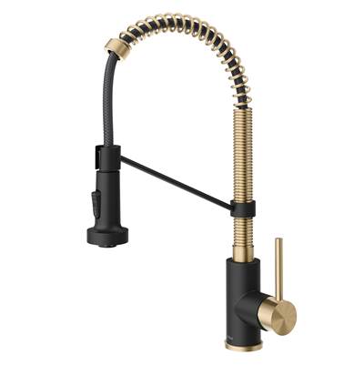 Kraus Bolden® Pull-Down Kitchen Faucet - 2-Function Single Handle - 1.8 GPM in Spot Free Antique Champagne Bronze/Matte Black