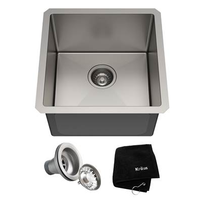 Kraus Standart PRO® Undermount Single Bowl Kitchen Bar Sink - 17-inch - 16 Gauge in Satin