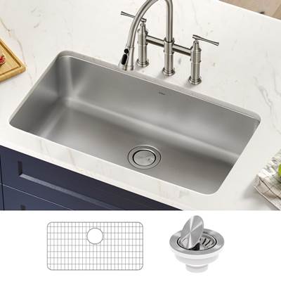 Kraus Dex® 33" Single Bowl Undermount Kitchen Sink in Stainless Steel