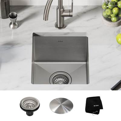 Kraus Standart PRO® Undermount Single Bowl Bar Prep Kitchen Sink - 13-inch - 16 Gauge in Stainless Steel
