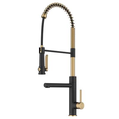 Kraus Artec Pro 2-Function Single Handle Pull Down Kitchen Faucet with Pot Filler in Spot Free Brushed Brass/Matte Black
