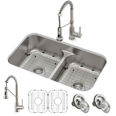 Kraus Ellis® 33" Undermount Kitchen Sink Combo - Bolden® Pull-Down Faucet - 1.8 GPM in Stainless Steel