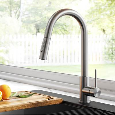 Kraus Oletto® Contemporary Single Handle Pull-Down Kitchen Faucet in Spot Free Stainless Steel