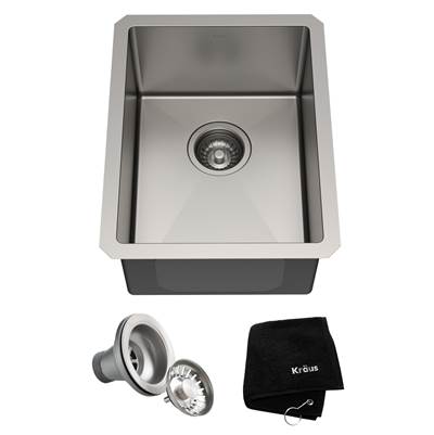 Kraus Standart PRO® Undermount Single Bowl Kitchen Bar Sink - 14-inch - 16 Gauge in Satin