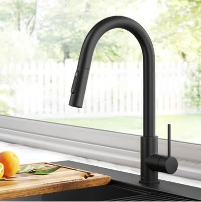 Kraus Oletto® Contemporary Single Handle Pull-Down Kitchen Faucet in Matte Black