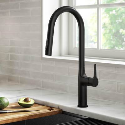Kraus Oletto® Tall Modern Single Handle Pull-Down Kitchen Faucet in Matte Black
