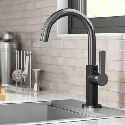 Kraus Oletto® Single Handle Kitchen Bar Faucet in Matte Black / Spot Free Black Stainless Steel