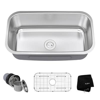 Kraus Premier 31" Single Bowl Undermount Kitchen Sink in Stainless Steel