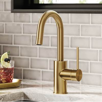 Kraus Oletto® Single Handle Kitchen Bar Faucet - QuickDock Top Mount in Spot Free Antique Champagne Bronze