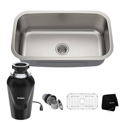Kraus Premier 31" Undermount Single Bowl Kitchen Sink - 16 Gauge - WasteGuard® in Stainless Steel