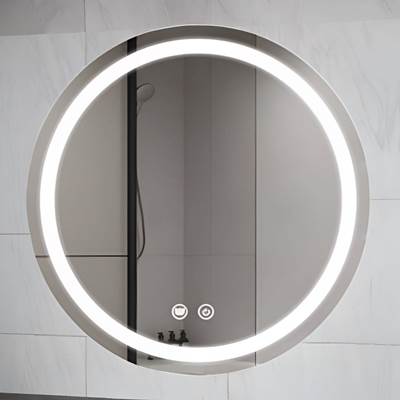Maidstone 24" x 24" Round Lighted Mirror - Anti-Fog in Stainless Steel