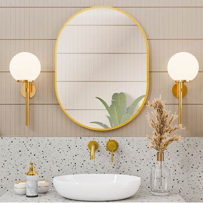 Maidstone 24 x 32 Inch Oval Mirror in Brushed Brass
