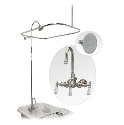 Maidstone Tub Wall Mount Shower Kit - Gooseneck Faucet in Supercoated Brass
