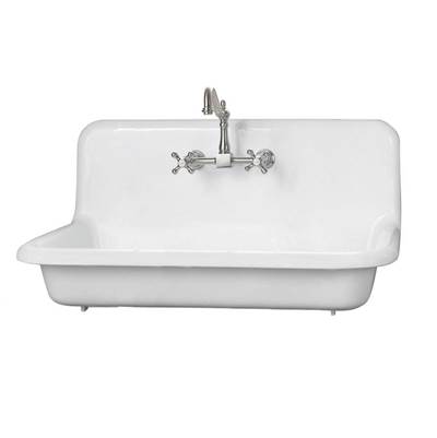 Maidstone Wall Mount Utility Sink - 36" - Cast Iron High Back in White