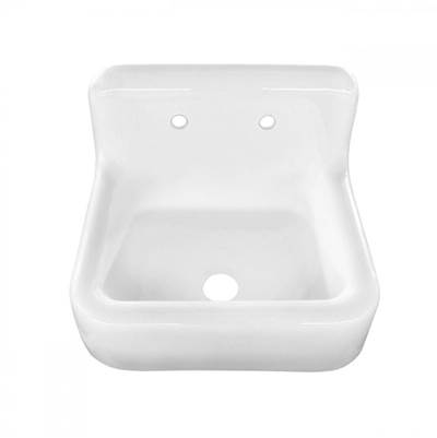 Maidstone Wall Mount Utility Sink - 25" - Cast Iron High Back in White