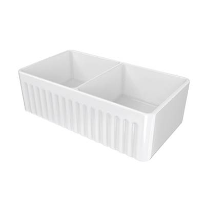 Maidstone Fireclay Kitchen Sink - Double Bowl in White