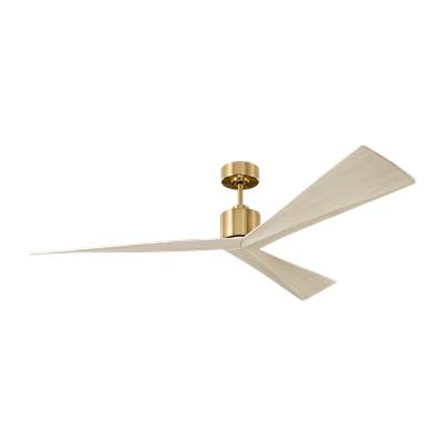 Visual Comfort Fan Collection Adler 60" Ceiling Fan in Burnished Brass with Washed White Oak Blades