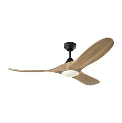 Visual Comfort Fan Collection Maverick Smart 52 LED with Light Kit in Midnight Black with Natural Honey Blades