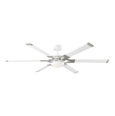Visual Comfort Fan Collection Loft 62" LED Ceiling Fan - Brushed Steel Accents - Light Kit in Matte White