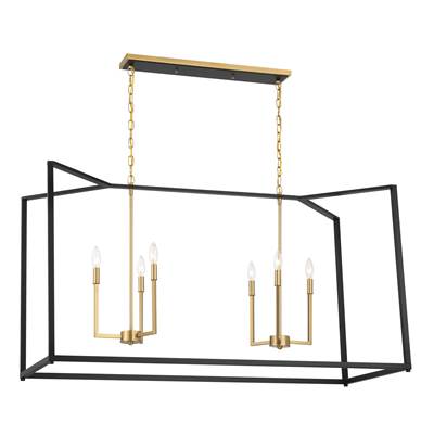 Minka-Lavery Colwick 6-Light Island in Coal Black Signature Brass