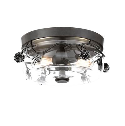 Minka-Lavery Ponderosa Ridge 3-Light Flush Mount in Weathered Spruce Silver