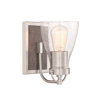 Minka-Lavery Garrison 1-Light Bath Vanity in Brushed Nickel Shale Wood