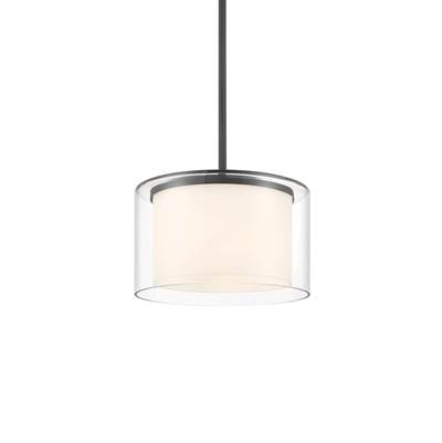 Minka-Lavery Parsons Studio Vantage Pendant with Etched Inner and Clear Outer Glass Shades in Coal