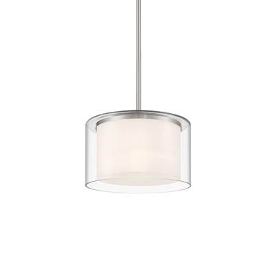 Minka-Lavery Parsons Studio Vantage Pendant with Etched Inner and Clear Outer Glass Shades in Brushed Nickel
