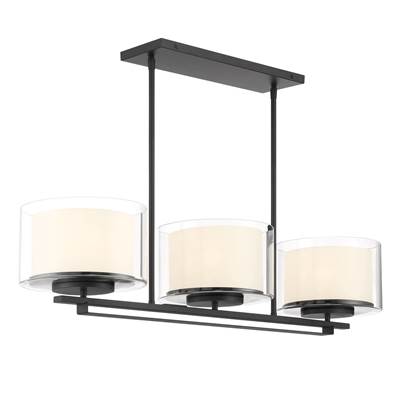 Minka-Lavery Parsons Studio Vantage Pendant with Etched Inner and Clear Outer Glass Shades in Sand Coal