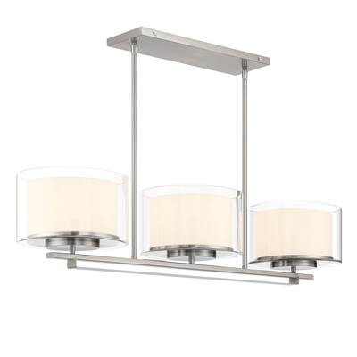 Minka-Lavery Parsons Studio Vantage Pendant with Etched Inner and Clear Outer Glass Shades in Brushed Nickel