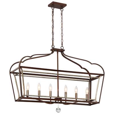 Minka-Lavery Astrapia 6-Light Island Pendant in Dark Rubbed Sienna Aged Silver