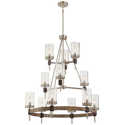 Minka-Lavery Bridlewood 12-Light Chandelier in Stone Grey Brushed Nickel