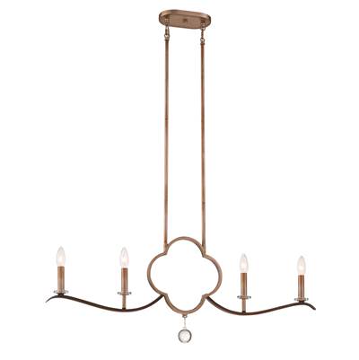 Minka-Lavery Ava Libertine 4-Light Island Pendant in Pale Gold Distressed Bron