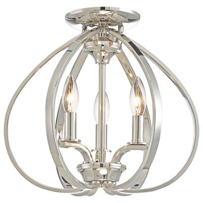 Minka-Lavery Tilbury 3-Light Semi Flush in Polished Nickel