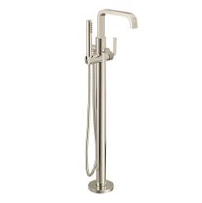 Brushed Nickel/Polished Nicke One-Handle Tub Filler Includes Hand Shower