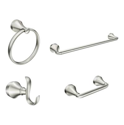 Moen Spot Resist Brushed Nickel Pivoting Paper Holder Towel Bar Double Robe Hook Towel Ring