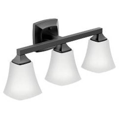 Moen Matte Black Three Globe Bath Light
