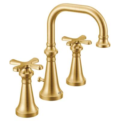 Colinet Traditional Two-Handle Widespread High-Arc Bathroom Faucet with Cross Handles, Valve Required, in Brushed Gold