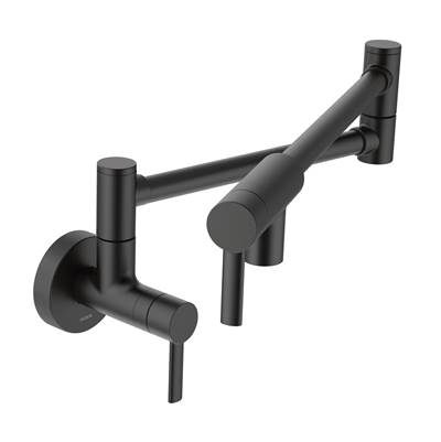 Moen Modern Wall Mount Swing Arm Folding Pot Filler Kitchen Faucet, Matte Black