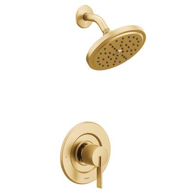 Cia Posi-Temp Rain Shower 1-Handle with Eco-Performance Shower Only Faucet Trim Kit in Brushed Gold (Valve Sold Separately)