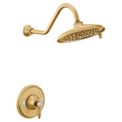 Moen TS32102BG Weymouth Posi-Temp Shower Trim Kit, Valve Required, including 9-Inch 2-Spray Eco-Performance Rainshower, Brushed Gold