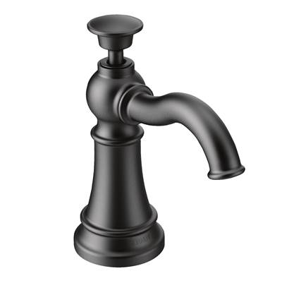 Moen Traditional Deck Mounted Kitchen Soap Dispenser with Above the Sink Refillable Bottle, Matte Black