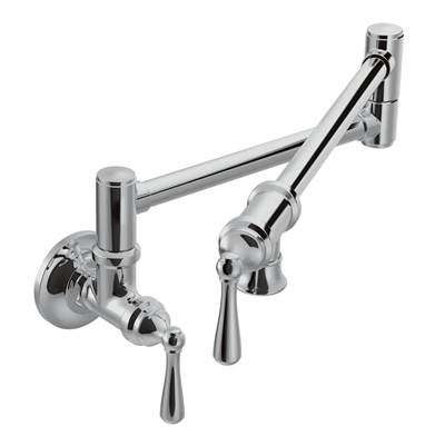 Moen Traditional Wall Mount Swing Arm Folding Pot Filler Kitchen Faucet, Chrome
