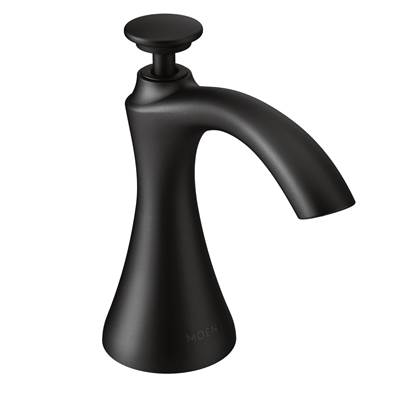 Moen Transitional Deck Mounted Kitchen Soap Dispenser with Above the Sink Refillable Bottle, Matte Black