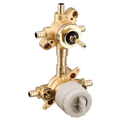Moen M-CORE 3-Series Mixing Valve with 3 or 6 Function Integrated Transfer Valve with Crimp Ring PEX Connections and Stops - Unfinished