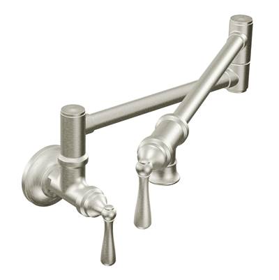 Moen Traditional Wall Mount Swing Arm Folding Pot Filler Kitchen Faucet, Spot Resist Stainless
