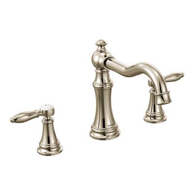 Moen Weymouth 2-Handle Diverter Deck-Mount High-Arc Roman Tub Faucet in Nickel (Valve Sold Separately) - Polished Nickel