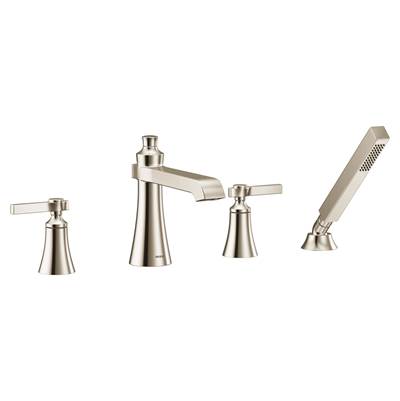 Flara 2-Handle Deck-Mount Roman Tub Faucet Trim Kit with Handshower in Polished Nickel (Valve Sold Separately)
