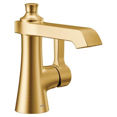 Flara One-Handle Single Hole Bathroom Faucet with Drain Assembly, Brushed Gold